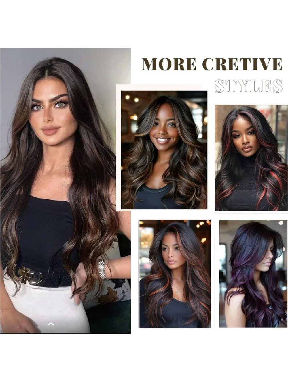 Women's Black Brown Long Blonde Wavy Synthetic Platinum Layered Classic Wigs